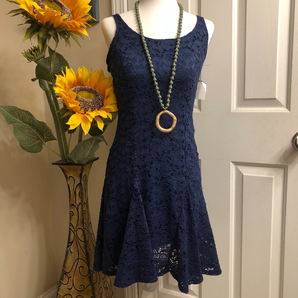 Fang blue dress cross back dress size small